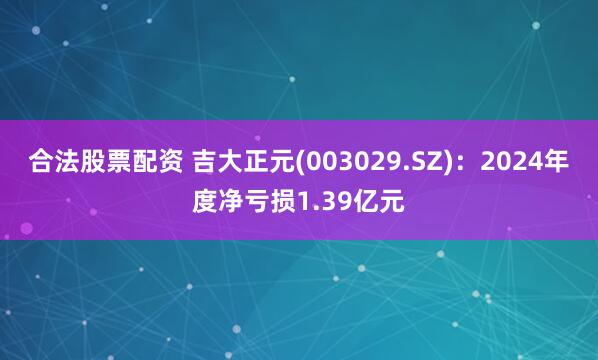 合法股票配资 吉大正元(003029.SZ)：2024年度净亏损1.39亿元