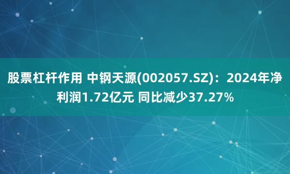 股票杠杆作用 中钢天源(002057.SZ)：2024年净利润1.72亿元 同比减少37.27%